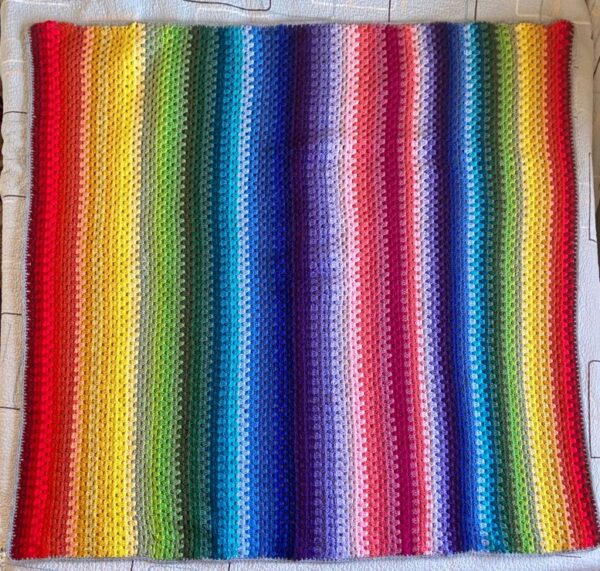 rainbow granny square crochet blanket