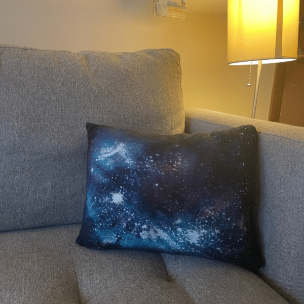 galaxy upcycled sweatshirt pillow