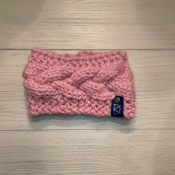 pink cable knit headband