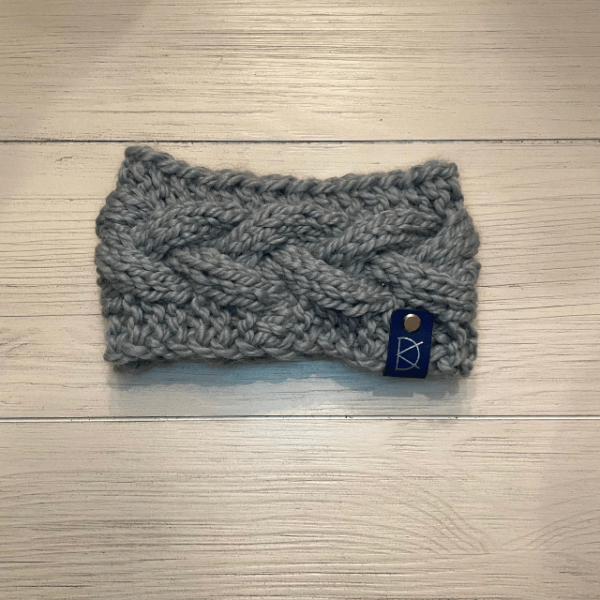 slate blue cable knit headband