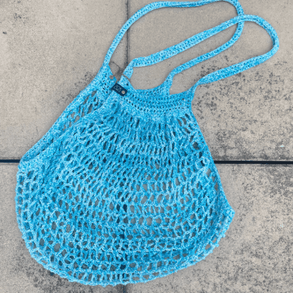 crochet market bag sky blue