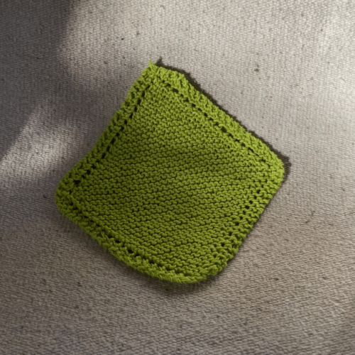 lime green mommoms knit dishcloth