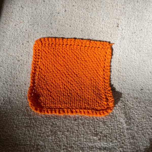 orange mommoms knit dishcloth