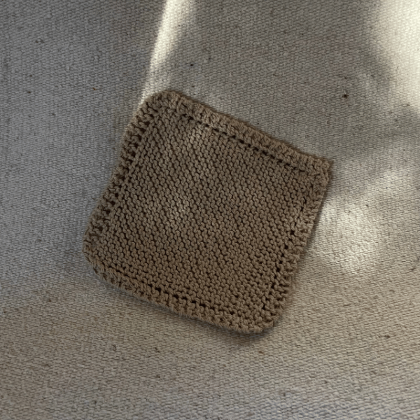 tan mommoms knit dishcloth