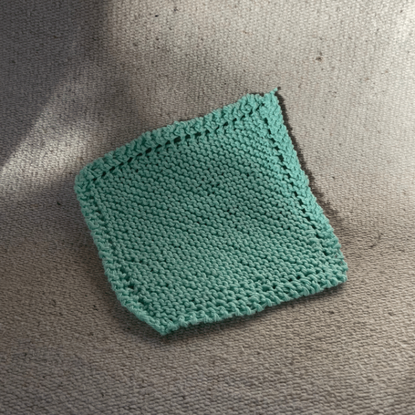 teal mommoms knit dishcloth