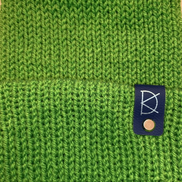 bright green lulu knit beanie