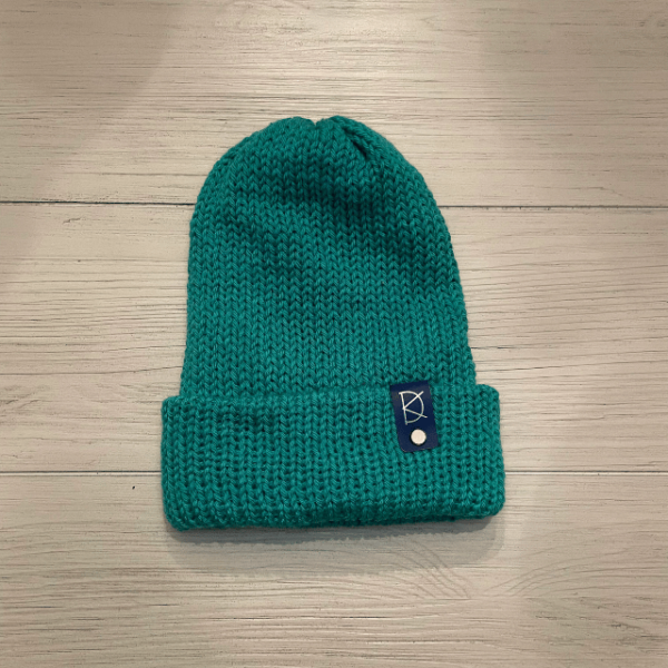 teal lulu knit beanie